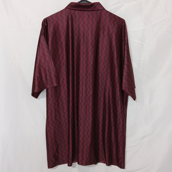 Vintage Mens Club Rave Shirt Street Culture Button Up Shiny Red Wave Size XL - Picture 8 of 15